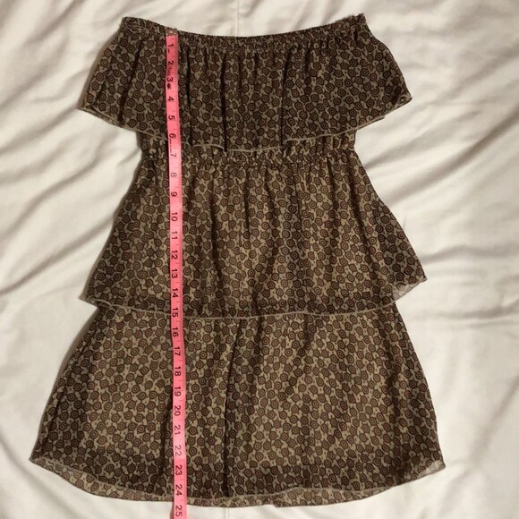 Womens Strapless Blouse Size Small Brown and Black Design with Belt - Picture 6 of 6